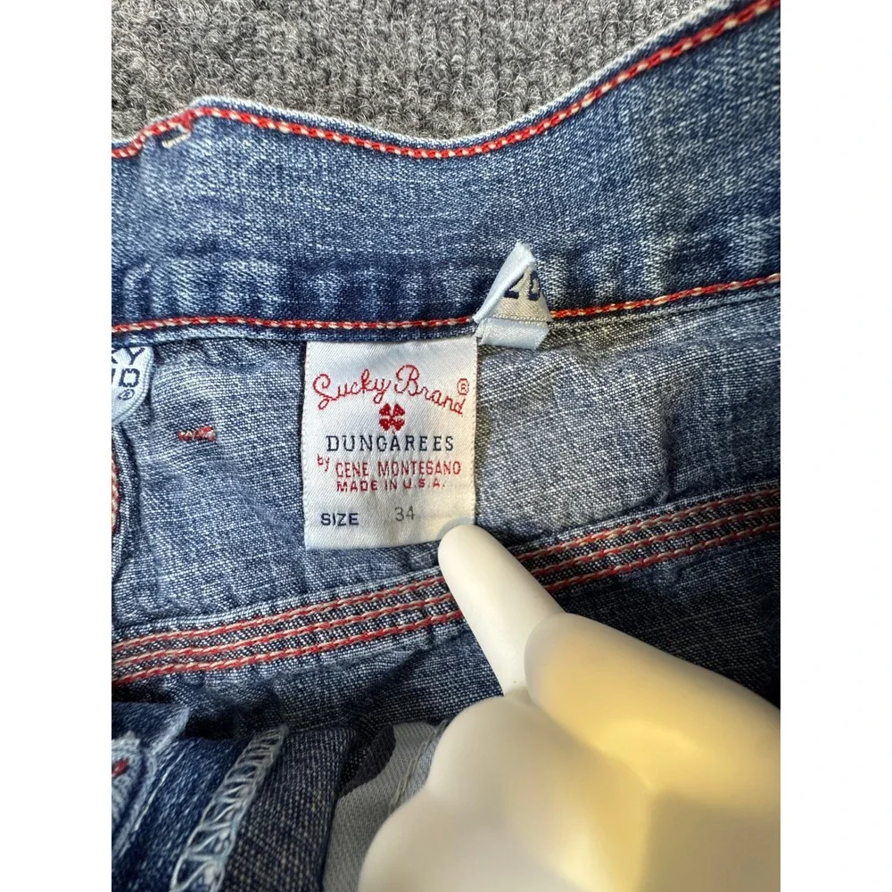 Vintage‎ Lucky Brand Carpenter Jeans USA Made Red Stitch Dungarees Mens 34 Y2K